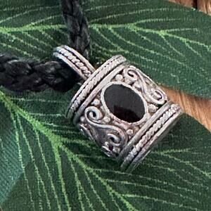 BOGO FREE CORDED BLACK STOBE SILVER NECKLACE